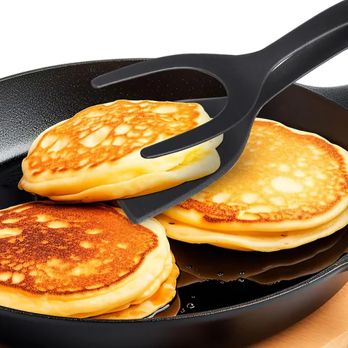 Miniatura 8 de Alipis Espátula de huevo 2 en 1 y pinzas de agarre para cocina en casa, material suave antiarañazos, ideal para tortillas, panqueques, filetes