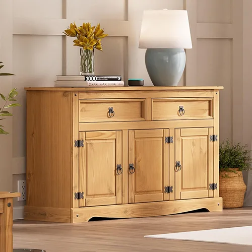 Furniture Dash Armario de almacenamiento de madera maciza de 51.9 pulgadas de ancho, 16.9 pulgadas de profundidad, 31.7 pulgadas de alto, aparador