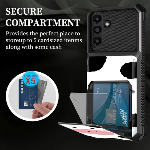 Miniatura 6 de Funda tipo cartera para Samsung Galaxy A13 5G con tapa de 5 tarjetas, tarjetero de doble capa, resistente, a prueba de golpes, TPU funda protectora