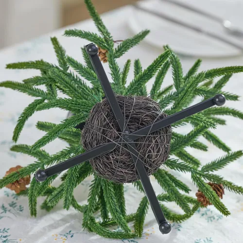 Miniatura 9 de Heleze Juego de 3 portavelas de Navidad, portavelas de hierro negro con bayas rojas de cedro sintético, soporte de metal decorativo de 7.1 pulgadas