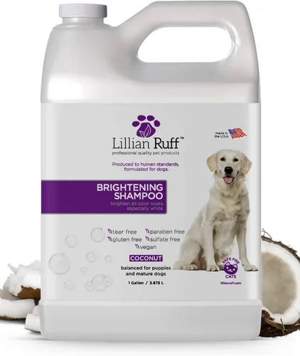 Miniatura 10 de Lillian Ruff Champú blanqueador profesional ultra brillante para perros y acondicionador desenredante para perros sin enjuague - Champú blanqueador