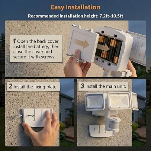 Miniatura 8 de LEPOWER Luz de inundación LED alimentada por batería para exterior, 1500 lm, luces de seguridad con sensor de movimiento, IP65 resistente al agua