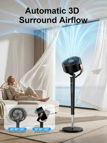 Miniatura 6 de Uthfy Ventilador de torre para dormitorio, ventilador silencioso de piso sin aspas de 41 pulgadas, ventilador de pie oscilante de 90°