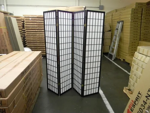 Miniatura 2 de Divisor de habitación de estilo tradicional (negro, 3 paneles)