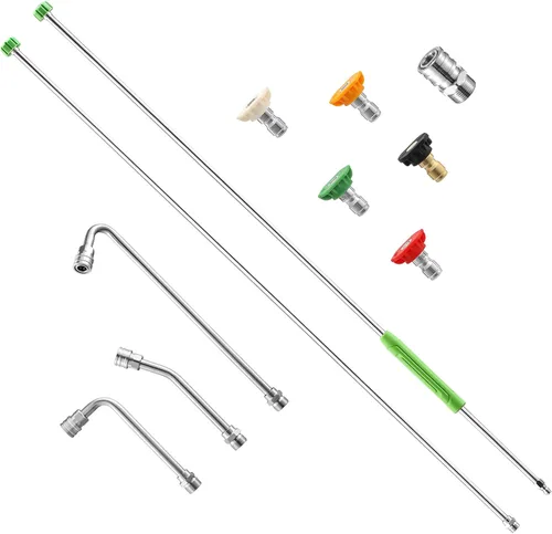 Miniatura 10 de Varita de extensión para lavadora a presión, varita de acero inoxidable de 17 pulgadas con cubierta protectora de plástico antideslizante, conexión