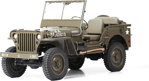 Rochobby FMS 1/6 1941 MB Scaler RC mini Jeep RC Camión MB Scaler 4x4 Grado Hobby RC Rock Crawler con escobillas RC Camión Militar del Ejército para
