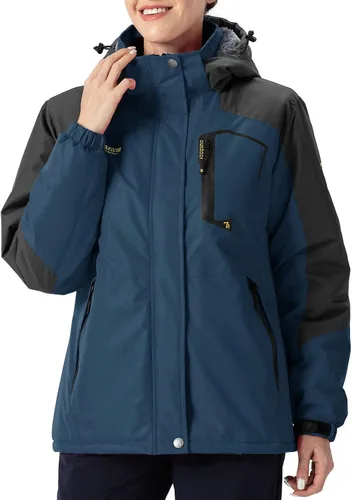 Miniatura 7 de Rdruko Chaqueta de esquí impermeable para mujer, resistente al viento, para snowboard, trabajo, para uso en invierno