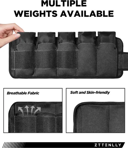 Miniatura 6 de Pesas de tobillo ajustables para mujeres, hombres y niños 1 par de 5, 10, 15, 18 y 20 libras, correas de peso para pierna, muñeca, tobillo, yoga