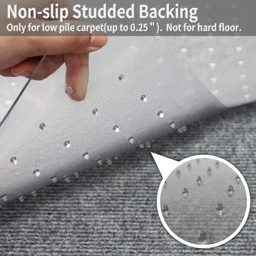 Miniatura 4 de Alfombrilla protectora para silla para suelo alfombrado con labio, protector de alfombra de PVC de 47 x 36 pulgadas para alfombras de pelo corto