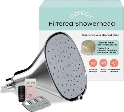 Cabezal de Ducha Filtrado Canopy - Filtro de Cabezal de Ducha de Alta Presión para Agua Dura - Filtro de Ducha para Eliminar Impurezas para un Cuero