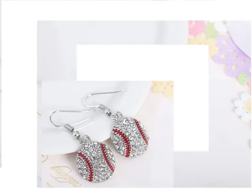 Miniatura 4 de Aretes colgantes de esmalte de cristal de béisbol y softball para niñas