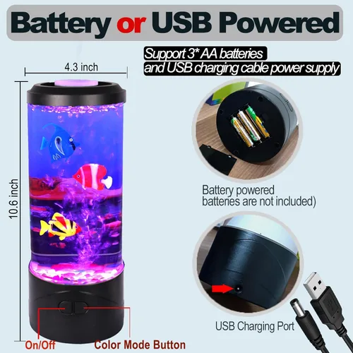 Miniatura 6 de Mini lámpara de peces de burbujas, lámpara de acuario falsa de pecera, luz de acuario cambiante multicolor con 3 luces de noche de peces