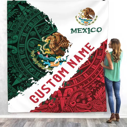 Miniatura 25 de Manta de México con nombre personalizado para hombres y mujeres, manta de bandera personalizable, regalo divertido, felpa mullida, suave microforro