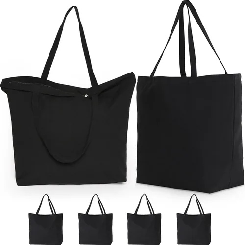 Miniatura 12 de Bolsas de lona de Koolmox, Bolsas de lona de algodón en blanco de gran resistencia con fondo plano, 6 piezas, Beige