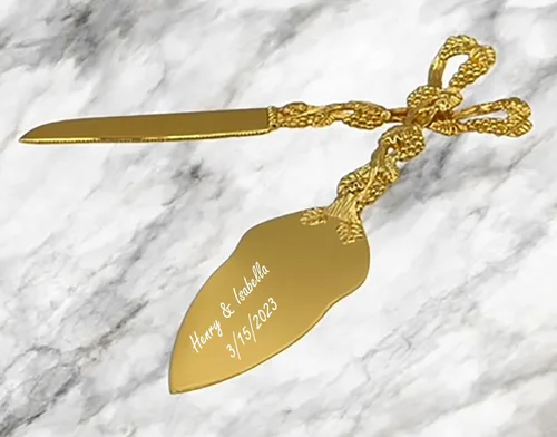 Miniatura 8 de GIFTS INFINITY Juego de cuchillo personalizado para pastel de boda y servidor con grabado, juego de utensilios de corte de pasteles, regalo