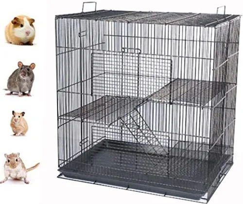 Jaula de 3 niveles plegable para hurones, chinchillas, deslizadores de azúcar y ratas, portador de animales a prueba de mordidas, jaula de viaje,