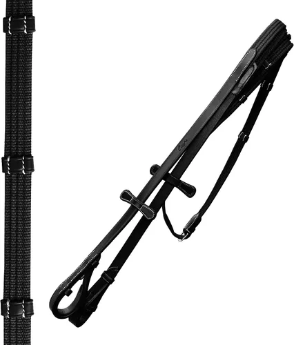 Miniatura 3 de Exion Dressage Brid: forro suave, forma anatómica y costuras de diseñador en banda de cejas y banda nasal viene con riendas de tela equipadas con un