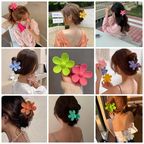 Miniatura 4 de Pinzas para el cabello de flores, 8 unidades, pinzas grandes para mujeres y niñas, cabello grueso y delgado, agarre fuerte, antideslizantes