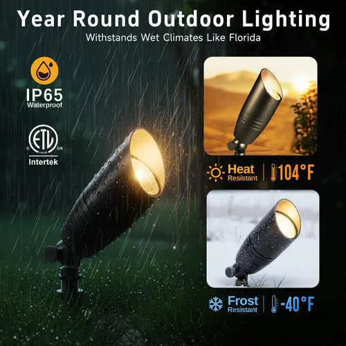 Miniatura 4 de Gardenreet Focos de paisaje de bajo voltaje - Lámpara de techo superior de latón 12V LED para exteriores, luces puntuales cableadas IP65