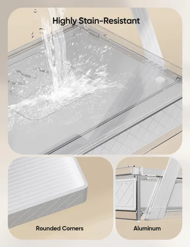 Miniatura 4 de Organizador de encimera de baño de 2 niveles, organizador de tocador en forma de Z con bandeja deslizante y cajón, organizador de almacenamiento