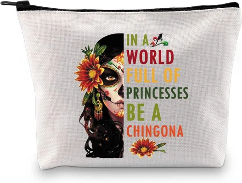 Miniatura 10 de JXGZSO Bolsa de cosméticos para dama mexicana en un mundo lleno de princesas Be a Mexican Makeup Bag Badass Women Gift, En un mundo HCB