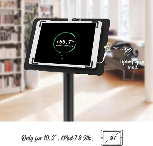 Miniatura 5 de Soporte de piso para tableta compatible con iPad 7 8 9 de 10.2 pulgadas, rotación de metal con cerradura para tableta+poste de aluminio+base