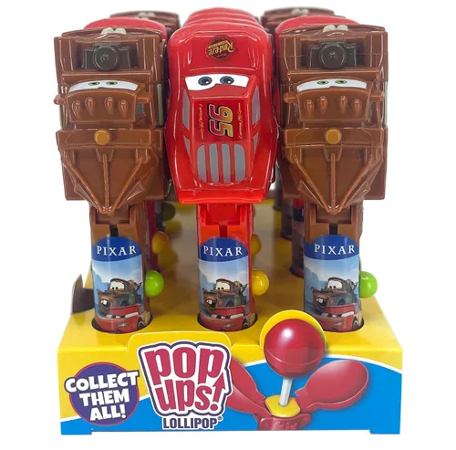 Miniatura 2 de Pop Ups! - Soportes para piruletas de coches, Mater and Lightning McQueen, 12 paletas con estuches, regalos de fiesta de dulces envueltos