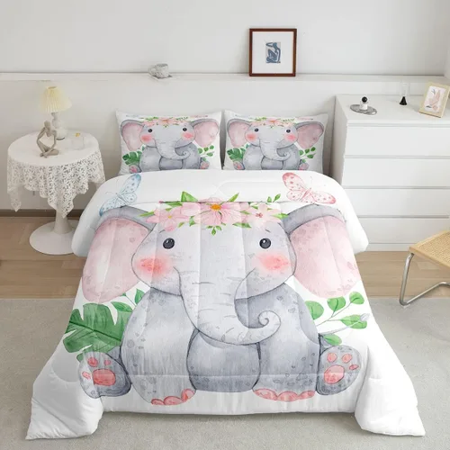 Miniatura 35 de Erosebridal Juego de edredón tamaño individual de animales del bosque, juego de ropa de cama de oso marrón para niños y niñas, edredón de plumón
