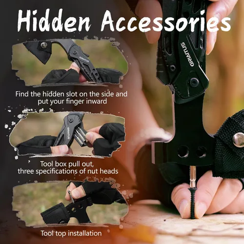Miniatura 4 de Accesorios de multiherramienta para acampar, rellenos de calcetines para hombres 16 en 1 Multiherramienta Equipo de supervivencia con hacha