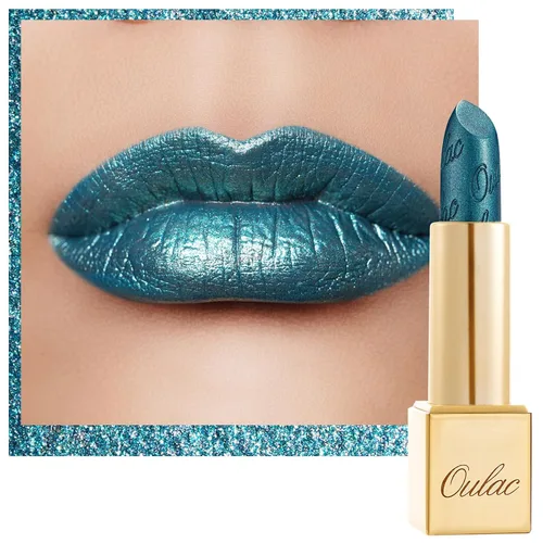 Miniatura 18 de Oulac Lápiz labial rojo, regalos de Navidad para mujeres, fórmula hidratante ligera con brillo 3D metálico, color de labios de alto impacto, Bomba