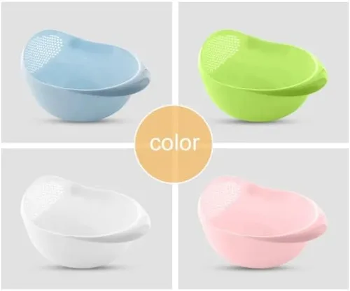 Miniatura 4 de Colador plástico para lavar arroz, porotos, frutas o verduras, cesta de cocina tamaño grande. (Rosado)