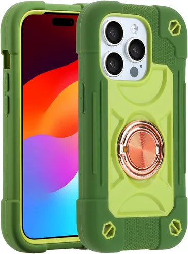 Miniatura 97 de MARKILL Funda compatible con iPhone 15 de 6.1 pulgadas con soporte integrado, [grado militar resistente de cuerpo completo] protección contra Rosa