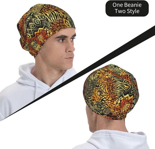 Miniatura 40 de Gorro africano holgado para adultos, tejido elástico, de calavera, gorro de invierno para exteriores para mujeres y hombres