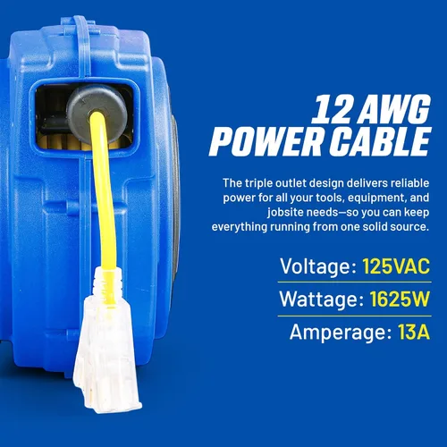 Miniatura 2 de Carrete de extensión Goodyear resistente, 40 pies, 12AWG/3C SJTOW, triple con conector con luz LED