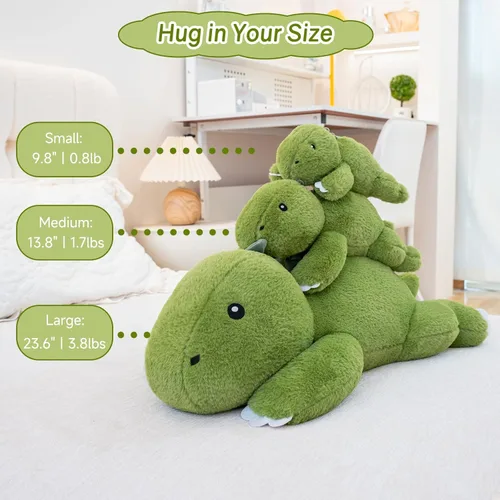 Miniatura 3 de SQEQE - Peluche con peso de dinosaurio, peluche afelpado para aliviar el estrés, suave juguete de almohada de T-Rex para niños y adultos, regalos