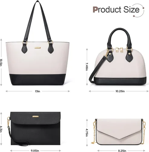 Miniatura 6 de Bagsure Juego de bolsos de mano, juegos de bolsos para mujer, bolsa de mano, 4 piezas, juego de bolso con bolsa de mano, bolsa de hombro, negro