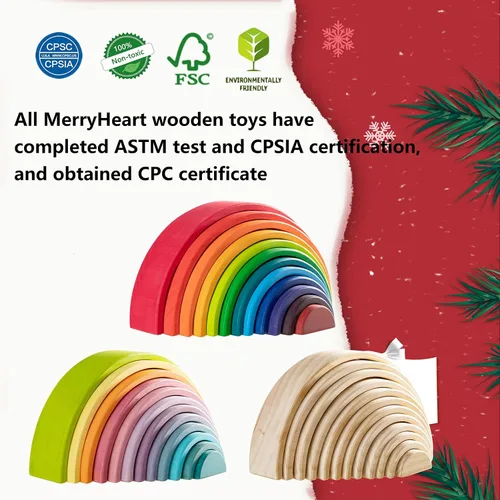 Miniatura 7 de Juguete apilable de madera de arco iris, apilador de 12 piezas, bloques de construcción de rompecabezas de anidación extragrandes, juguetes