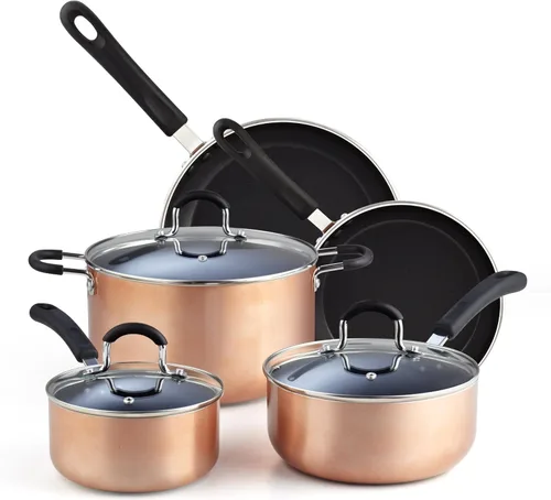 Miniatura 9 de Cook N Home Juegos de Ollas y Sartenes Antiadherentes de Cocina incluyen Cacerola, Sartén, Ollas de Caldo de 8 Piezas, Calibre Pesado, Mango que se