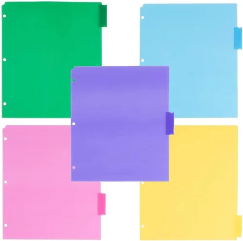 Miniatura 7 de JAM PAPER Separadores de Índice de Plástico de 5 Pestañas - 9 3/4 x 11 1/2 pulgadas - Multicolor Surtido - 5 Separadores con Pestañas/Paquete 1