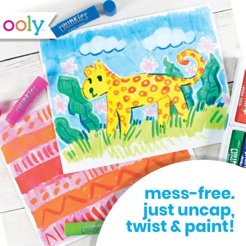 Miniatura 5 de Ooly Chunkies - Juego variado de 24 barras de pintura para niños, incluye colores clásicos, pastel y metálicos, sin ensuciar, de secado rápido