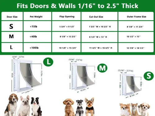 Miniatura 6 de Puerta para perro para acceso diario de entrada y salida, puerta magnética para mascotas con panel de bloqueo deslizante, puerta de perro fácil