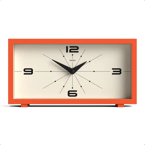 Miniatura 11 de JONES CLOCKS® Reloj de Escritorio Odeon Diseño Rectangular Moderno Negro Aspecto Retro Elegante para Estante, Mesa, Repisa de Chimenea