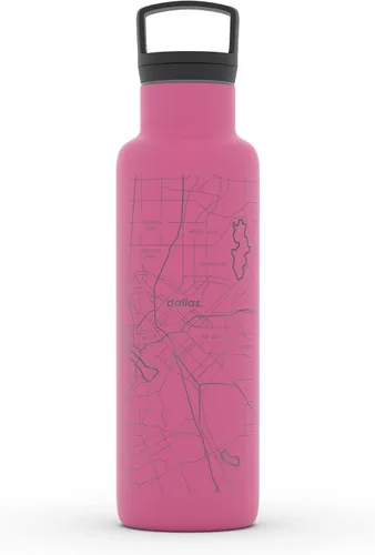 Miniatura 92 de Well Told Botella de agua aislada con mapa de Washington DC grabado, botella de acero inoxidable grabada (21 onzas, blanco) botella aislada de mapa