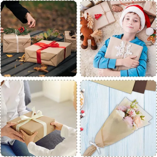 Miniatura 3 de PLULON 60 hojas de papel de seda marrón a granel, hojas de papel de seda para envolver regalos, papel de seda para embalaje, para regalos