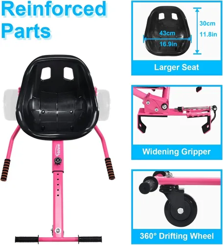 Miniatura 3 de Hishine Accesorio de asiento para aeropatineta de 6.5 a 10 pulgadas, diseño mejorado sin necesidad de correas de velcro, kit de conversión Go Kart