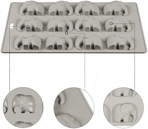 Miniatura 3 de Molde de silicona para caramelos de chocolate y elefante, 12 cavidades, molde de bomba de grasa gomosa, resina de arcilla, mini molde de crayón