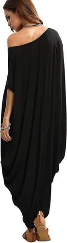 Miniatura 2 de Verdusa Vestido largo para mujer, con cuello estilo bote amplio, de gran tamaño, caftán, con manga murciélago