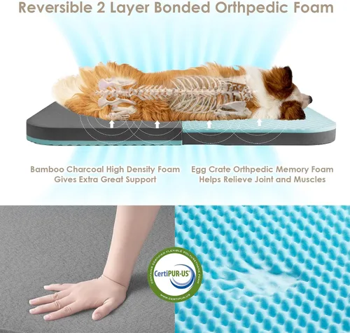 Miniatura 6 de EHEYCIGA Cama plegable XL para perros, 46 x 34 x 6.5 pulgadas, sofá cama mullida de piel sintética para perros grandes, cama ortopédica calmante