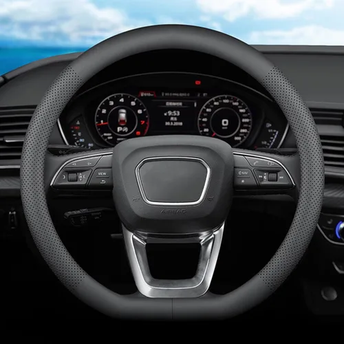 XHRING Funda para volante de automóvil en forma de D para Nissan Altima Rogue Sentra Pathfinder Maxima Versa Kicks SR SV Sport Accesorios, cuero