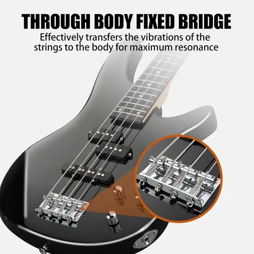 Miniatura 3 de Ktaxon Guitarra Bajo Eléctrica de 4 Cuerdas con Amplificador de 20 W, Pastilla Tipo PJ, Mástil de Arce Secado Naturalmente al Aire, Diapasón